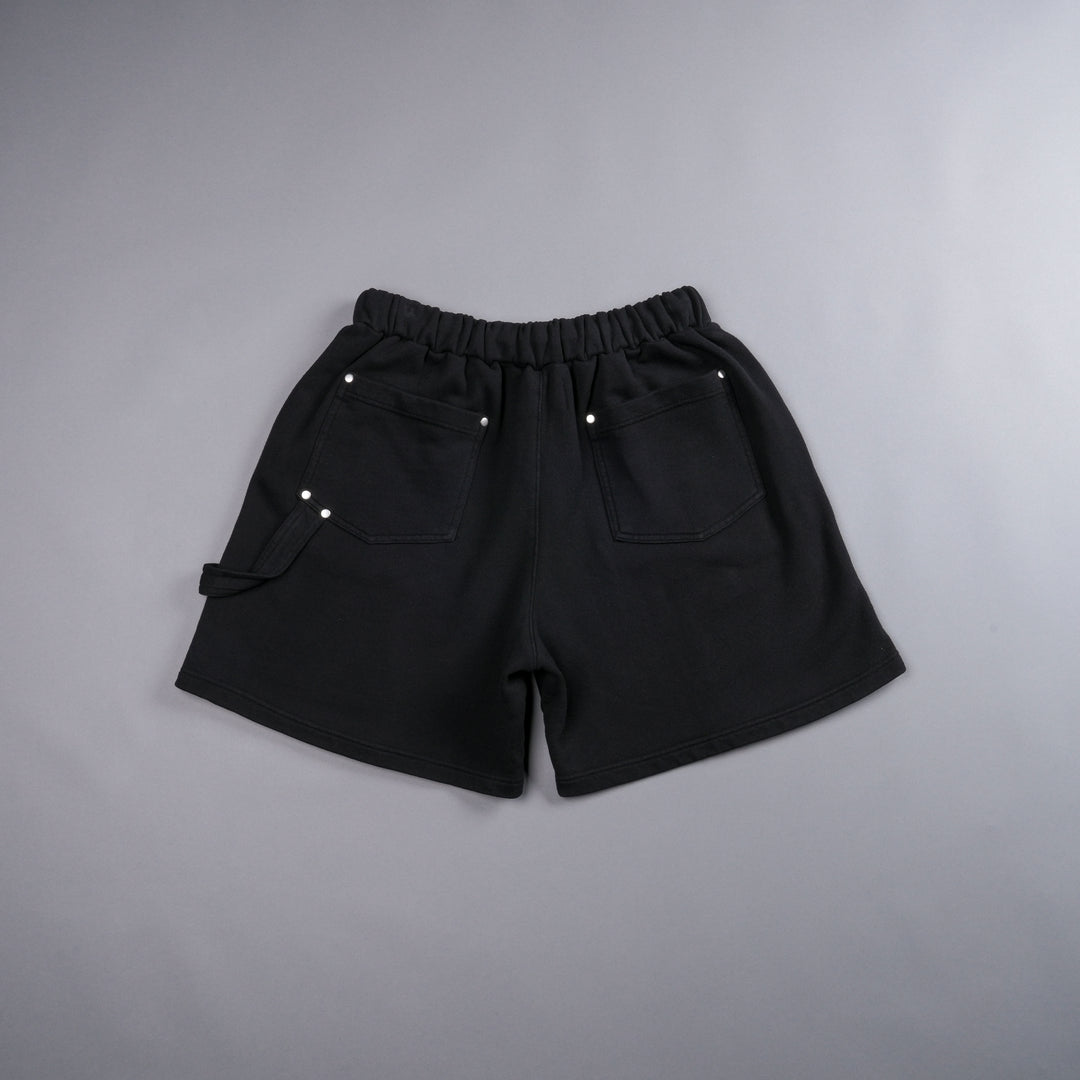 Dual Rivet Fleece Shorts in Black