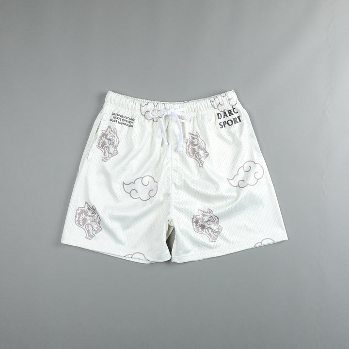 Wolf Clouds 5" Mesh Shorts in Cream