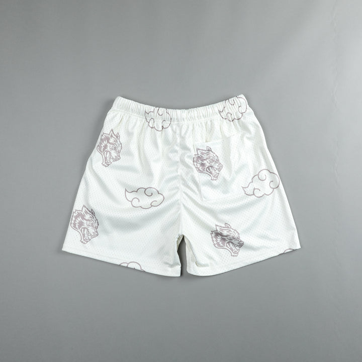 Wolf Clouds 5" Mesh Shorts in Cream