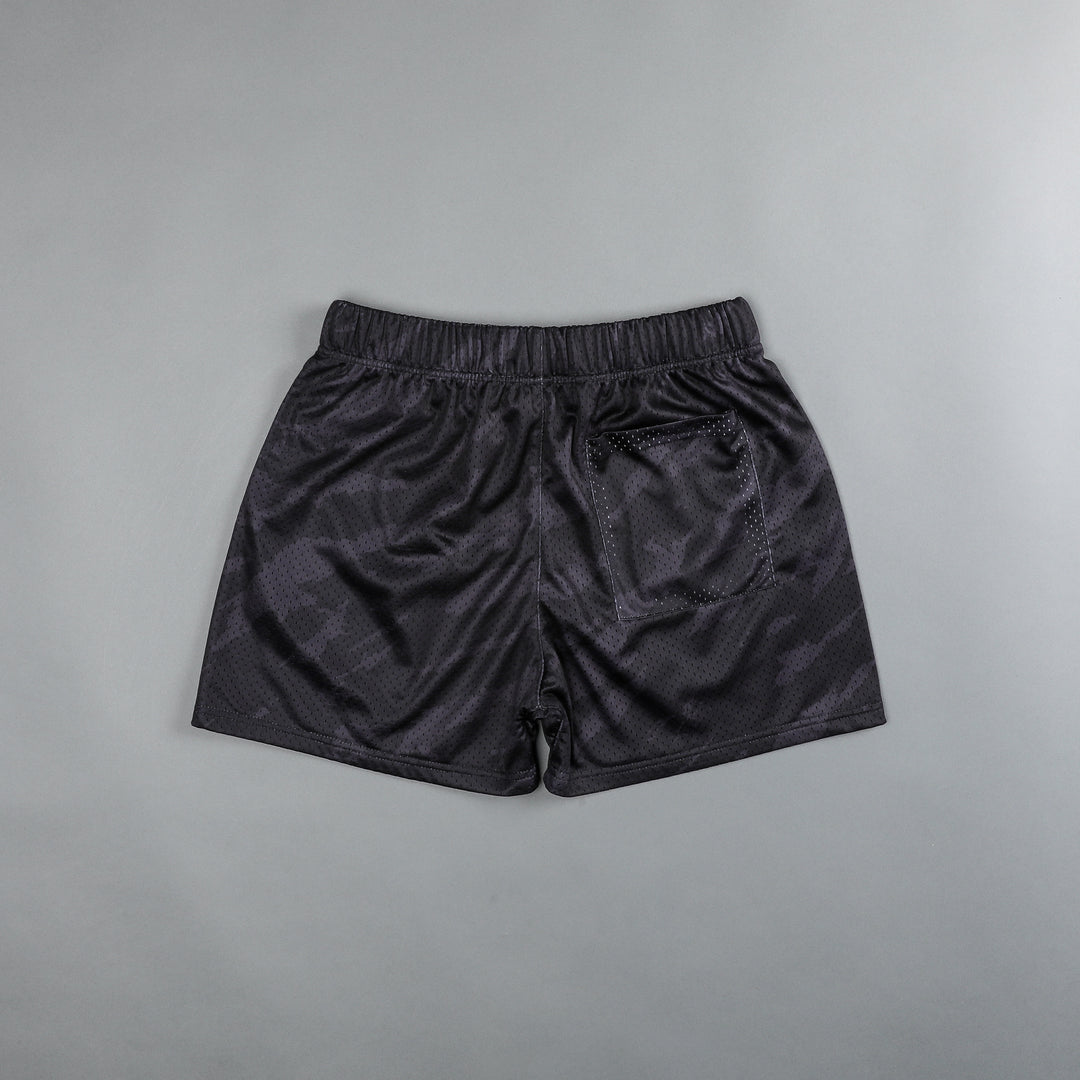 Our Way Patch Liam 4.5" Mesh Shorts (V2) in Black Native Camo