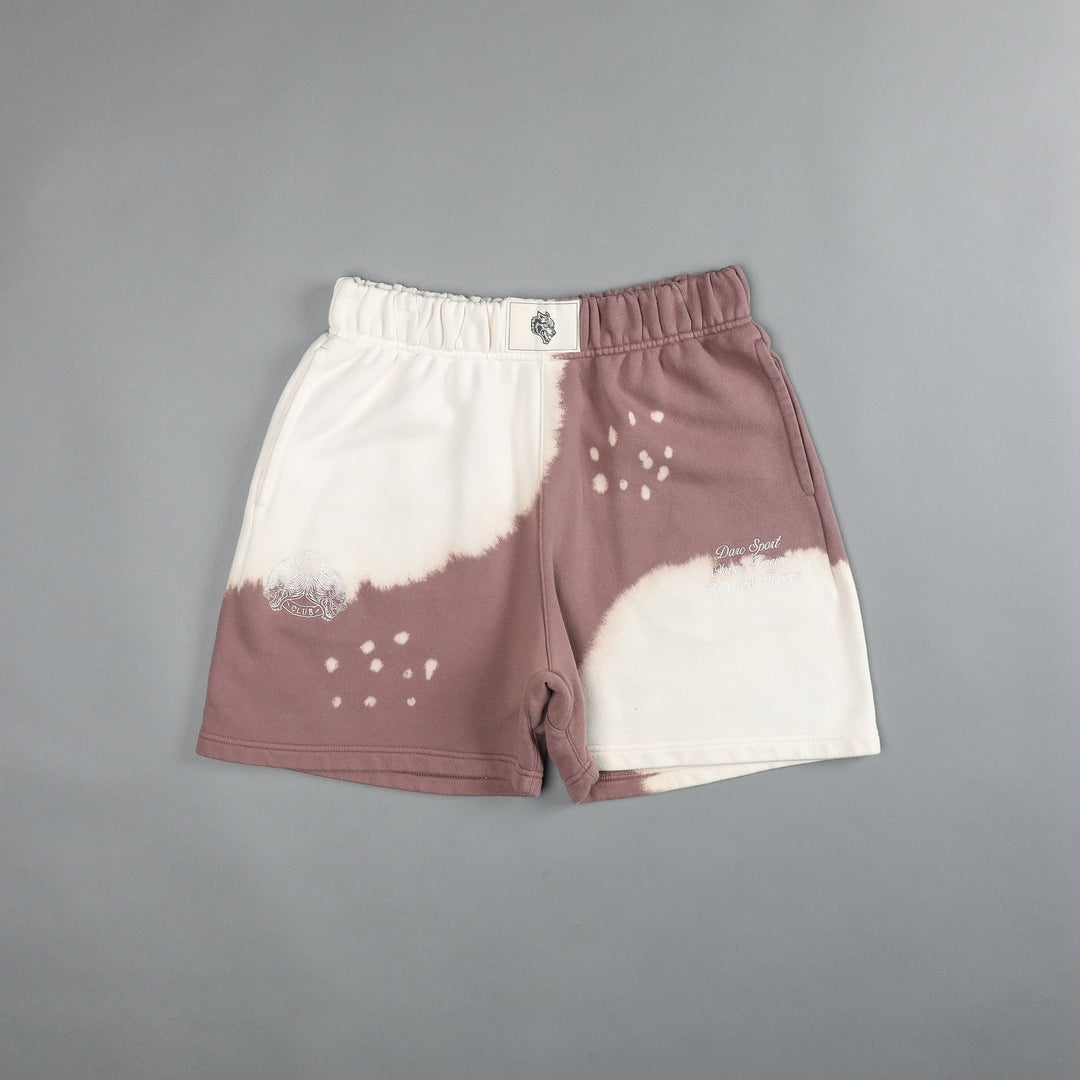 Because Us Patch Liam Sweat Shorts in Mauve Acid Wash