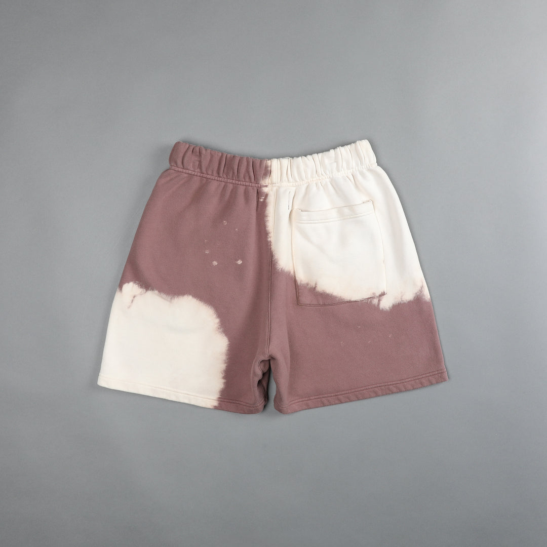 Because Us Patch Liam Sweat Shorts in Mauve Acid Wash