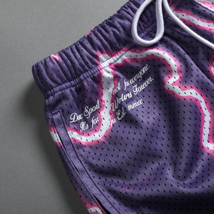Big Wolf Lightning 5" Mesh Shorts in Vintage Plum