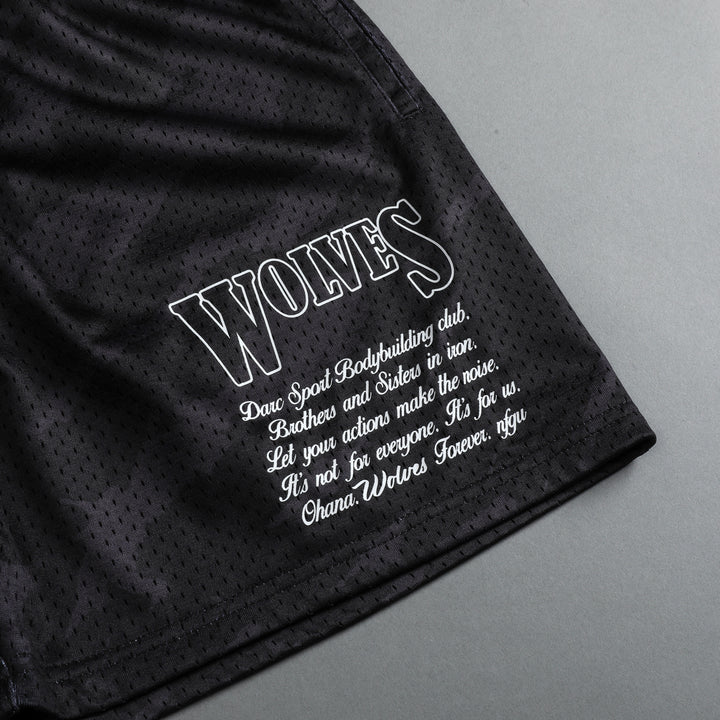 Our Way Patch Liam 4.5" Mesh Shorts (V2) in Black Native Camo