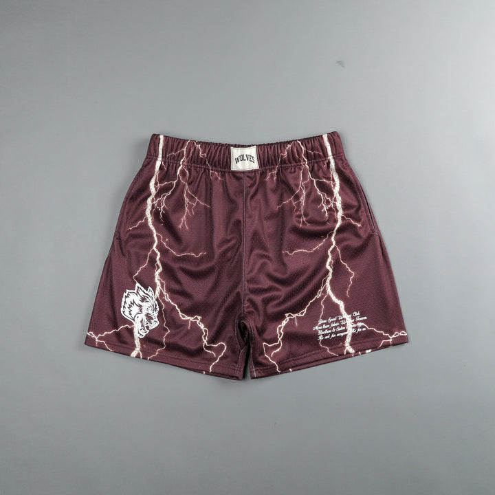 All The Energy Patch Liam 5" Mesh Shorts in Red Fog