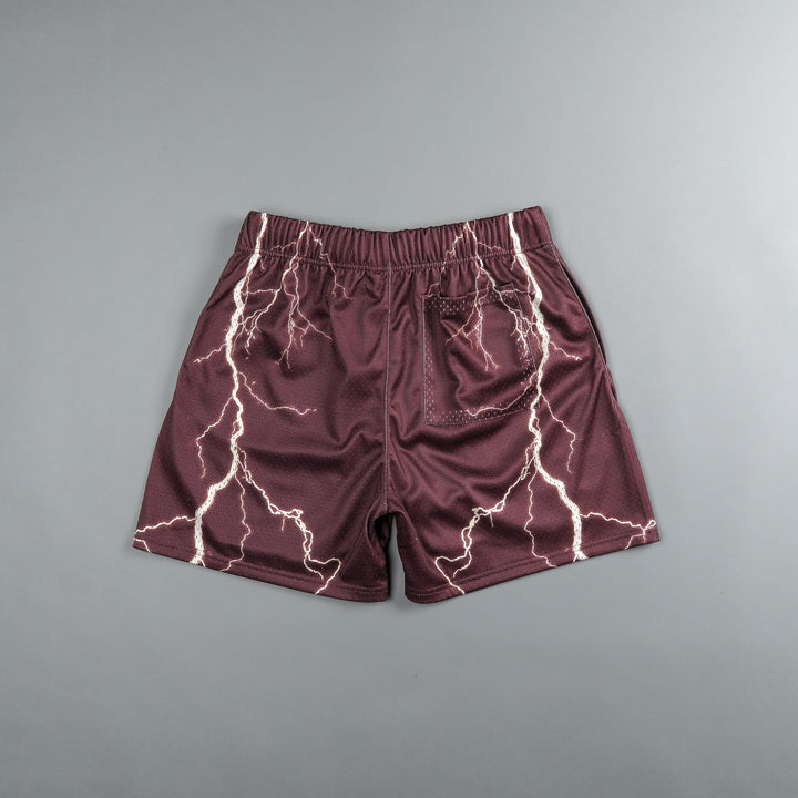 All The Energy Patch Liam 5" Mesh Shorts in Red Fog