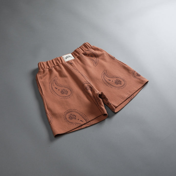 Falling Paisley Patch Liam Sweat Shorts in Desert Rose