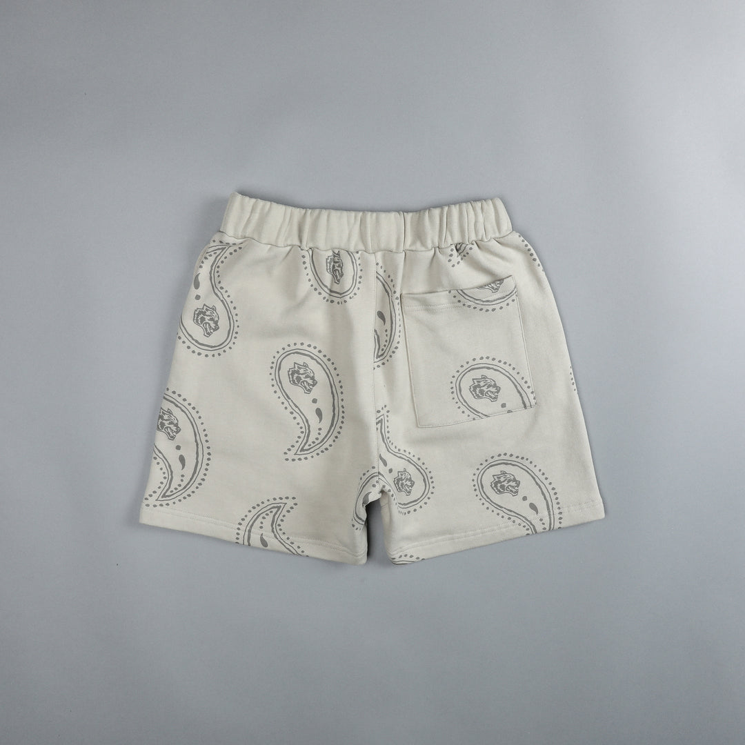 Falling Paisley Patch Liam Sweat Shorts in Cactus Gray