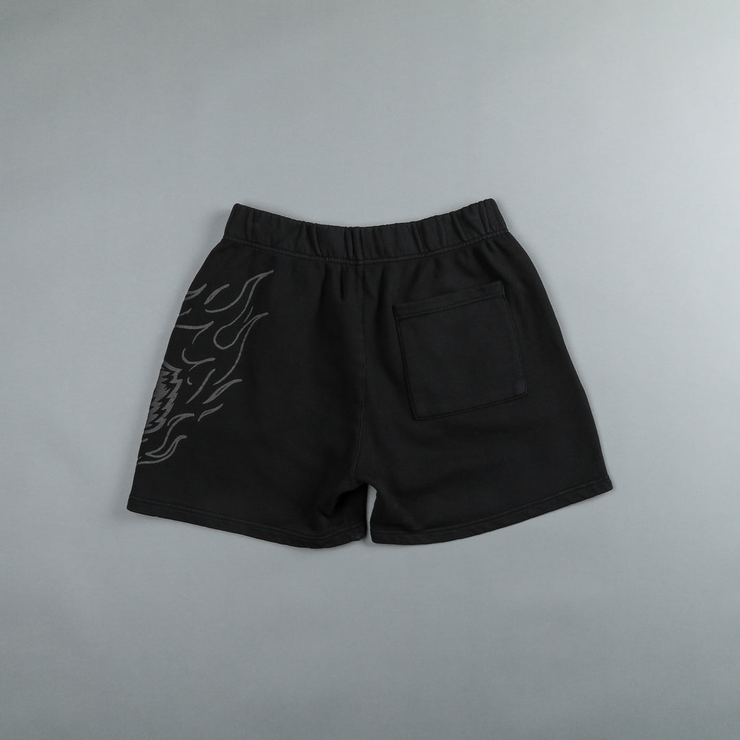 Fired Up Patch Liam Sweat Shorts in Black
