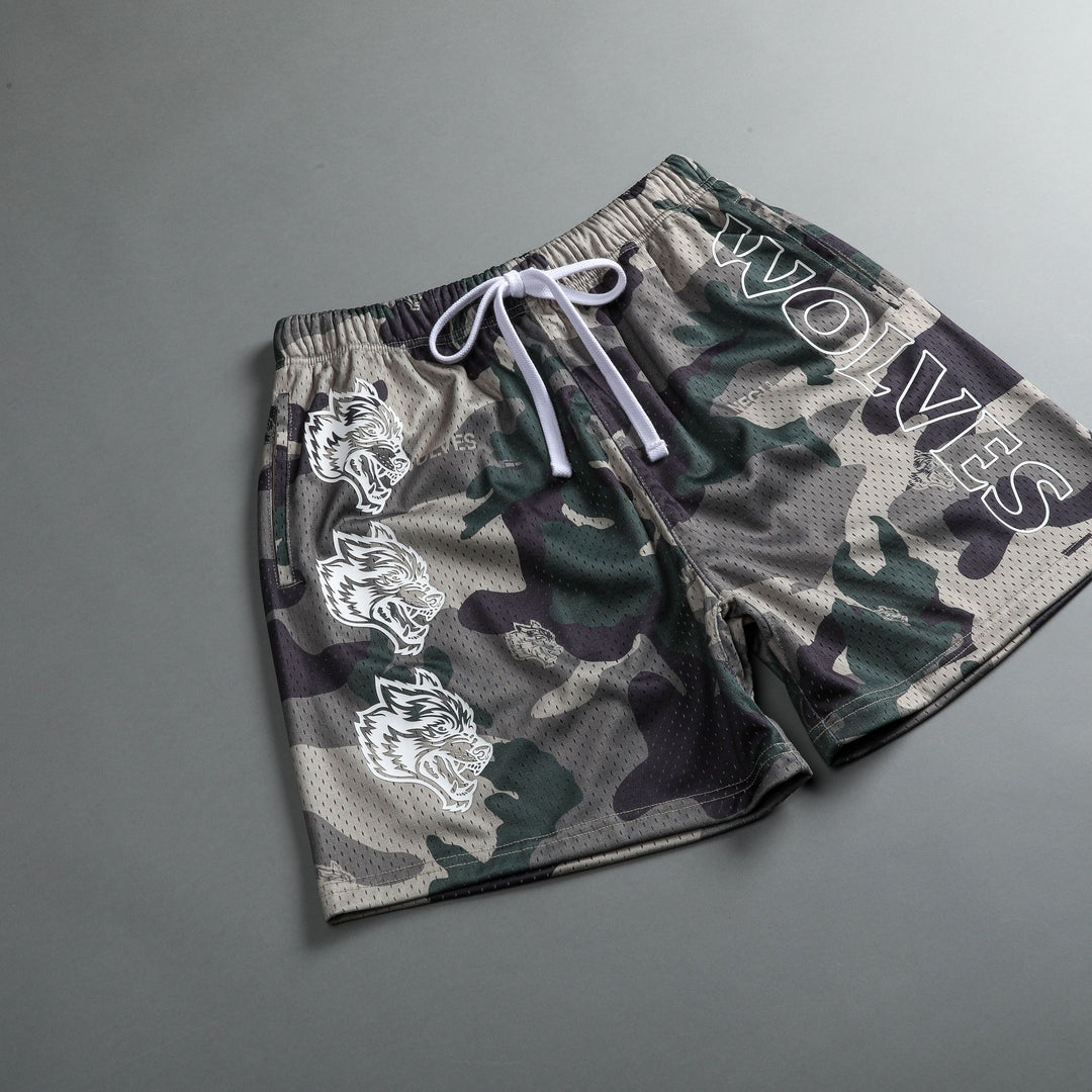 Try Us 5" Mesh Shorts in Vintage Woodland Camo