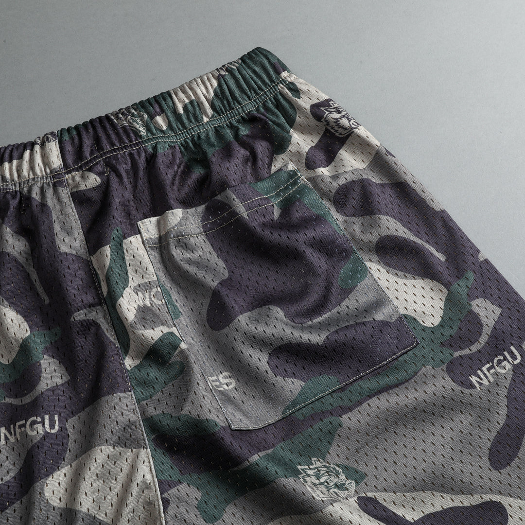 Try Us 5" Mesh Shorts in Vintage Woodland Camo