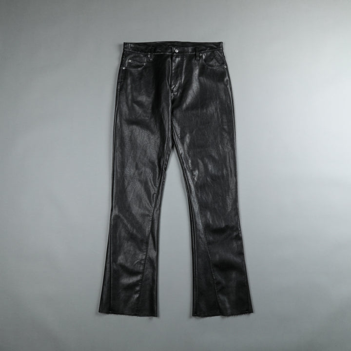 Smoke Faux Leather Flare Pants in Black