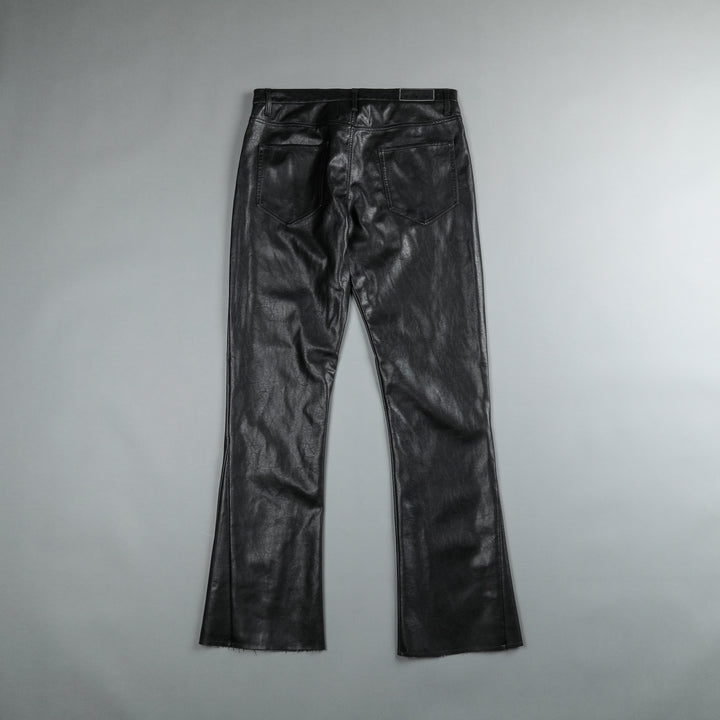 Smoke Faux Leather Flare Pants in Black