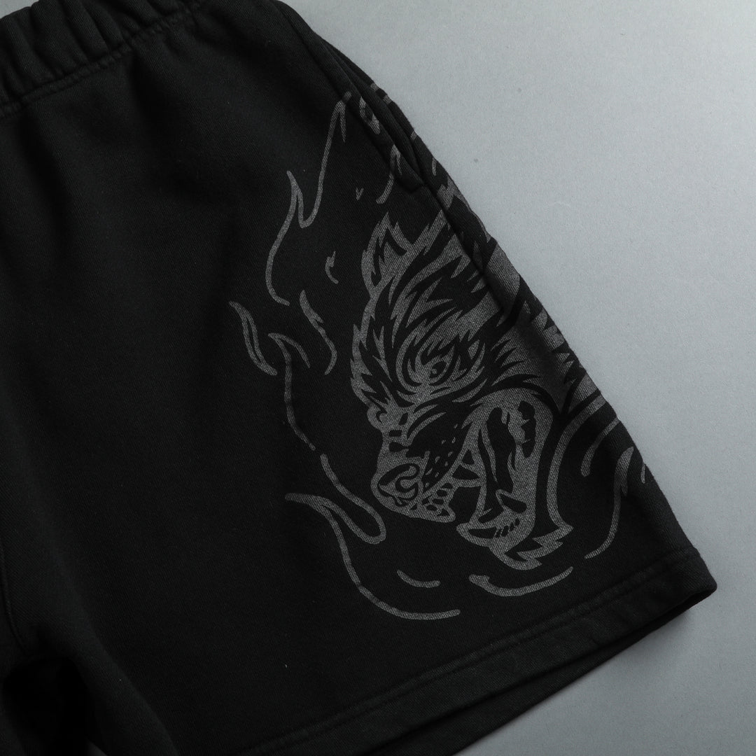 Fired Up Patch Liam Sweat Shorts in Black
