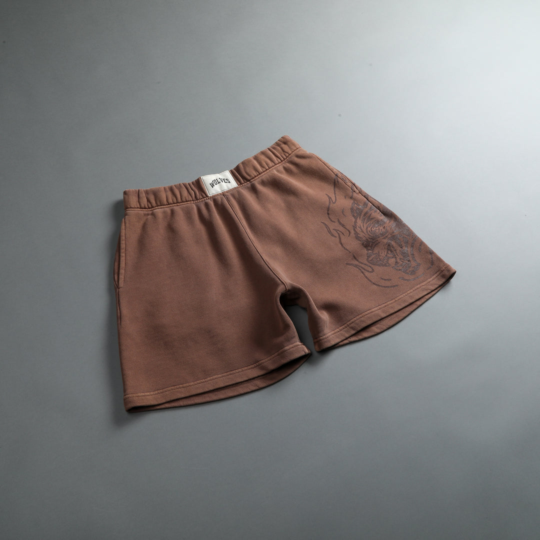 Fired Up Patch Liam Sweat Shorts in Norse Brown