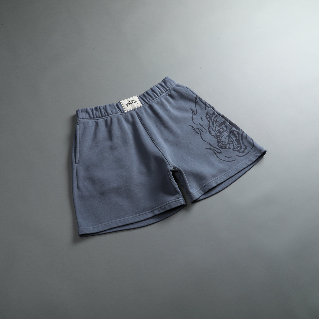 Fired Up Patch Liam Sweat Shorts in Norse Blue