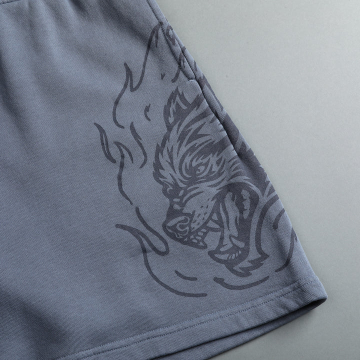 Fired Up Patch Liam Sweat Shorts in Norse Blue