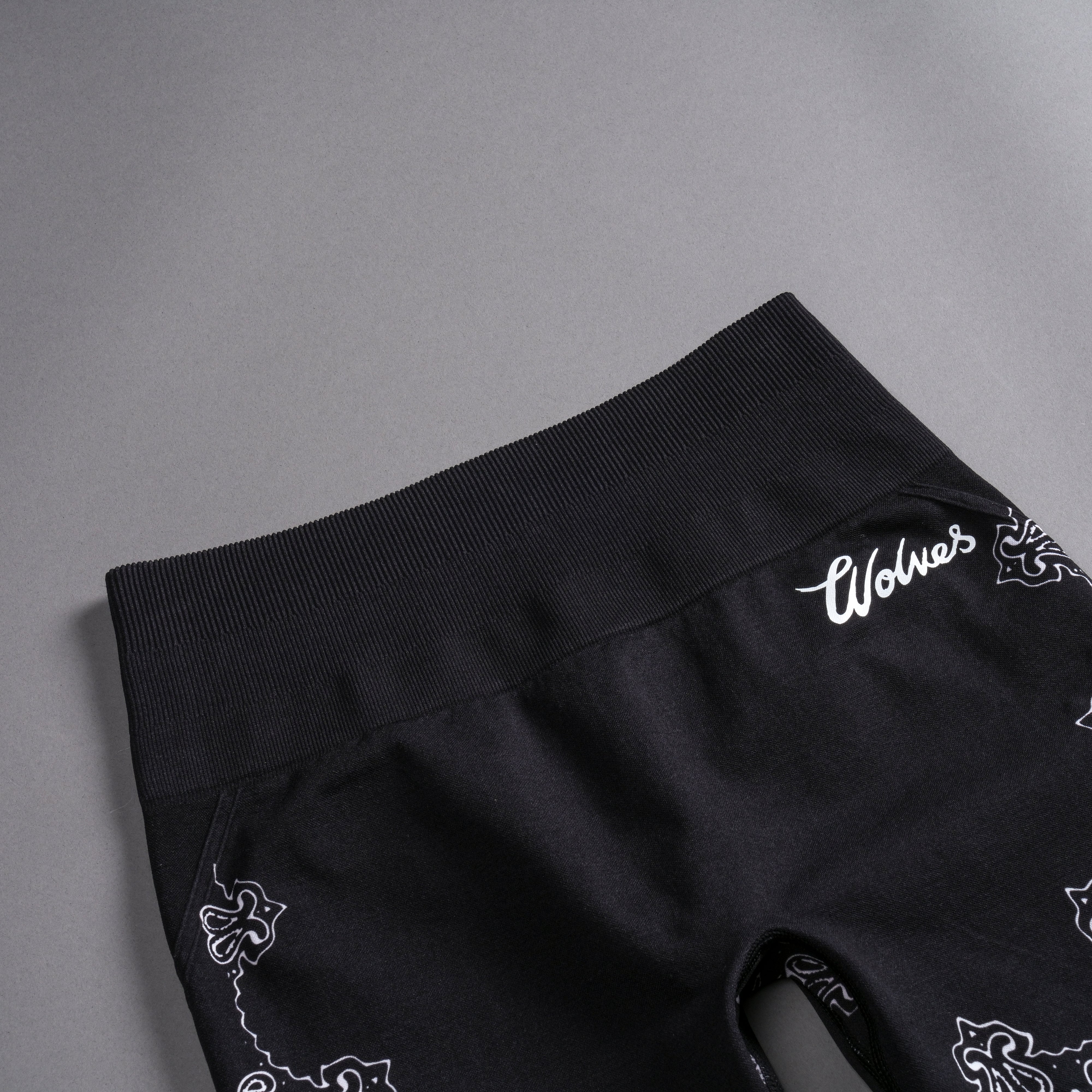 Western Wolves Everson Seamless "Huxley" Shorts in Black Darc Paisley