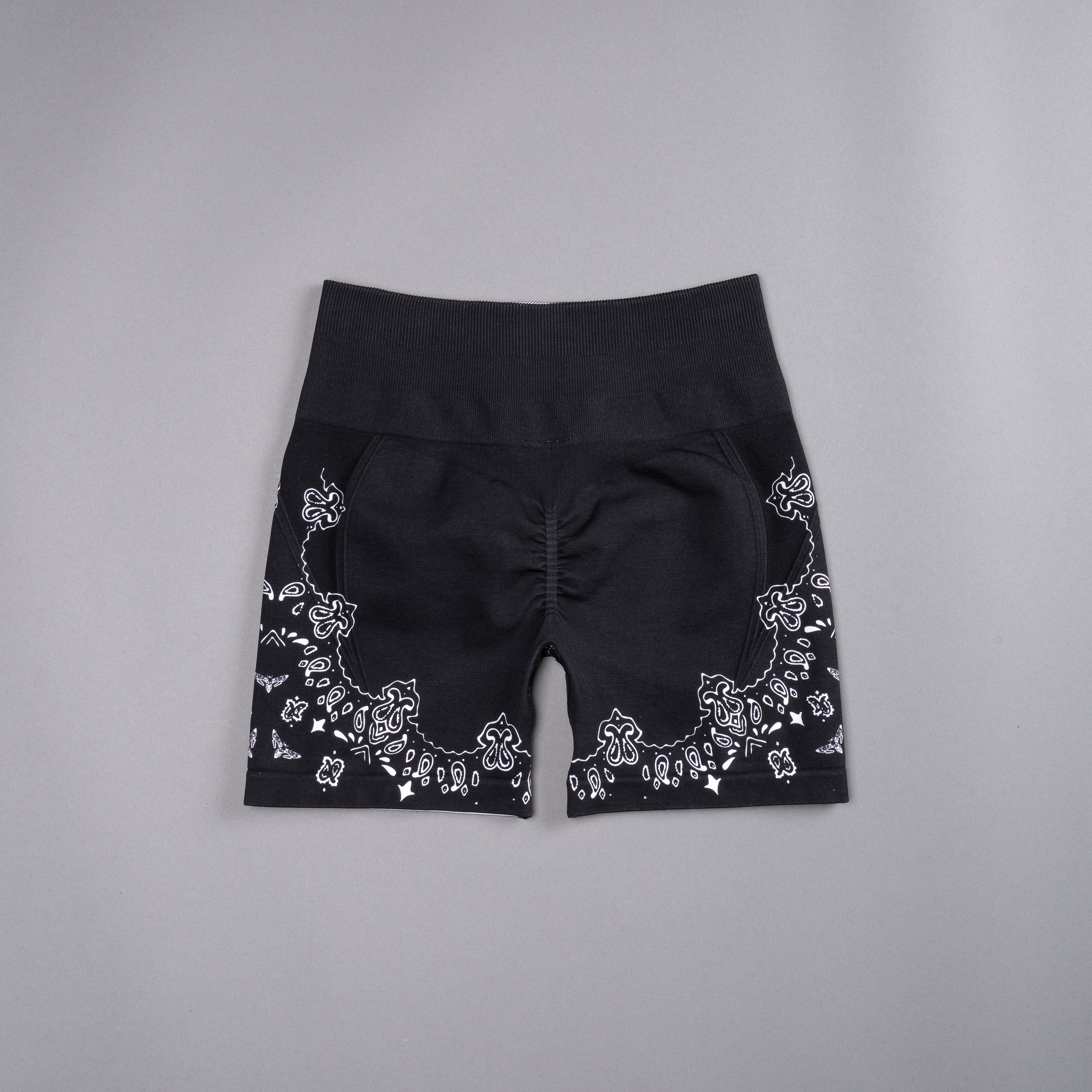 Western Wolves Everson Seamless "Huxley" Shorts in Black Darc Paisley