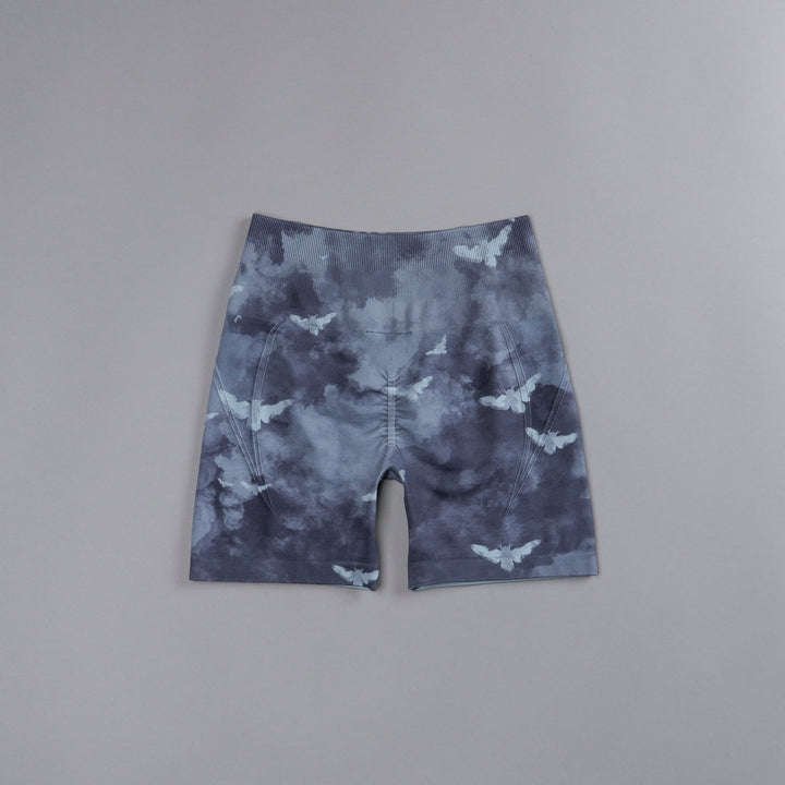 Never Forgotten Everson Seamless "Huxley" Shorts in Blue Lagoon Death Moth Ghost Clouds