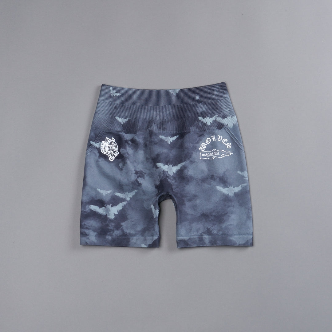 Never Forgotten Everson Seamless "Huxley" Shorts in Blue Lagoon Death Moth Ghost Clouds