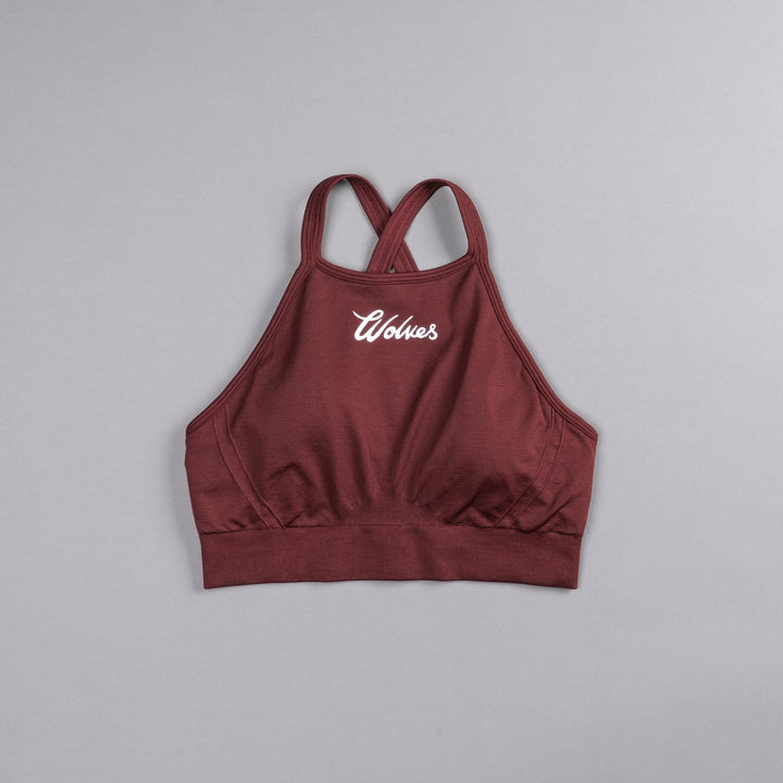 Our League "Everson Seamless" High Neck Bra in Oxblood
