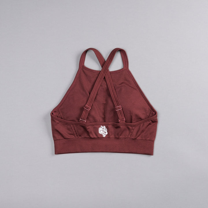 Our League "Everson Seamless" High Neck Bra in Oxblood