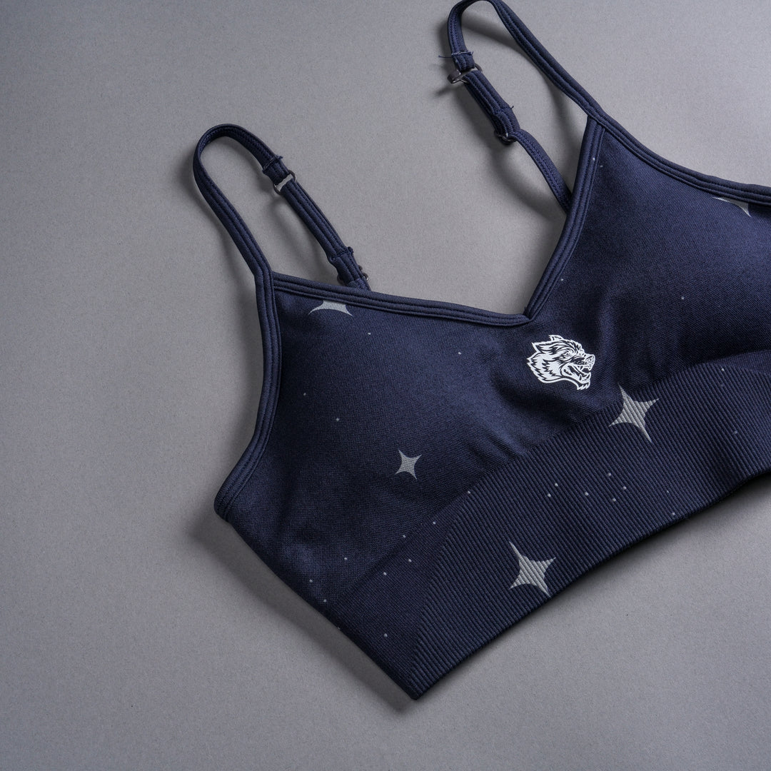 Single Wolf "Everson Seamless" Sports Bra in Gotham Blue Starry Night