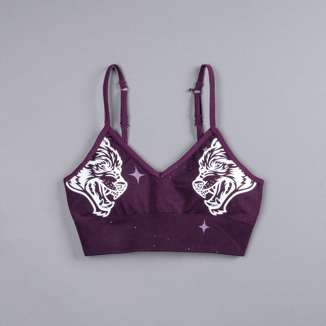 Dual Darc Script"Everson Seamless" Sports Bra in Plum Starry Night
