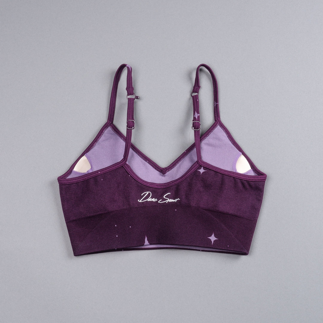 Dual Darc Script"Everson Seamless" Sports Bra in Plum Starry Night