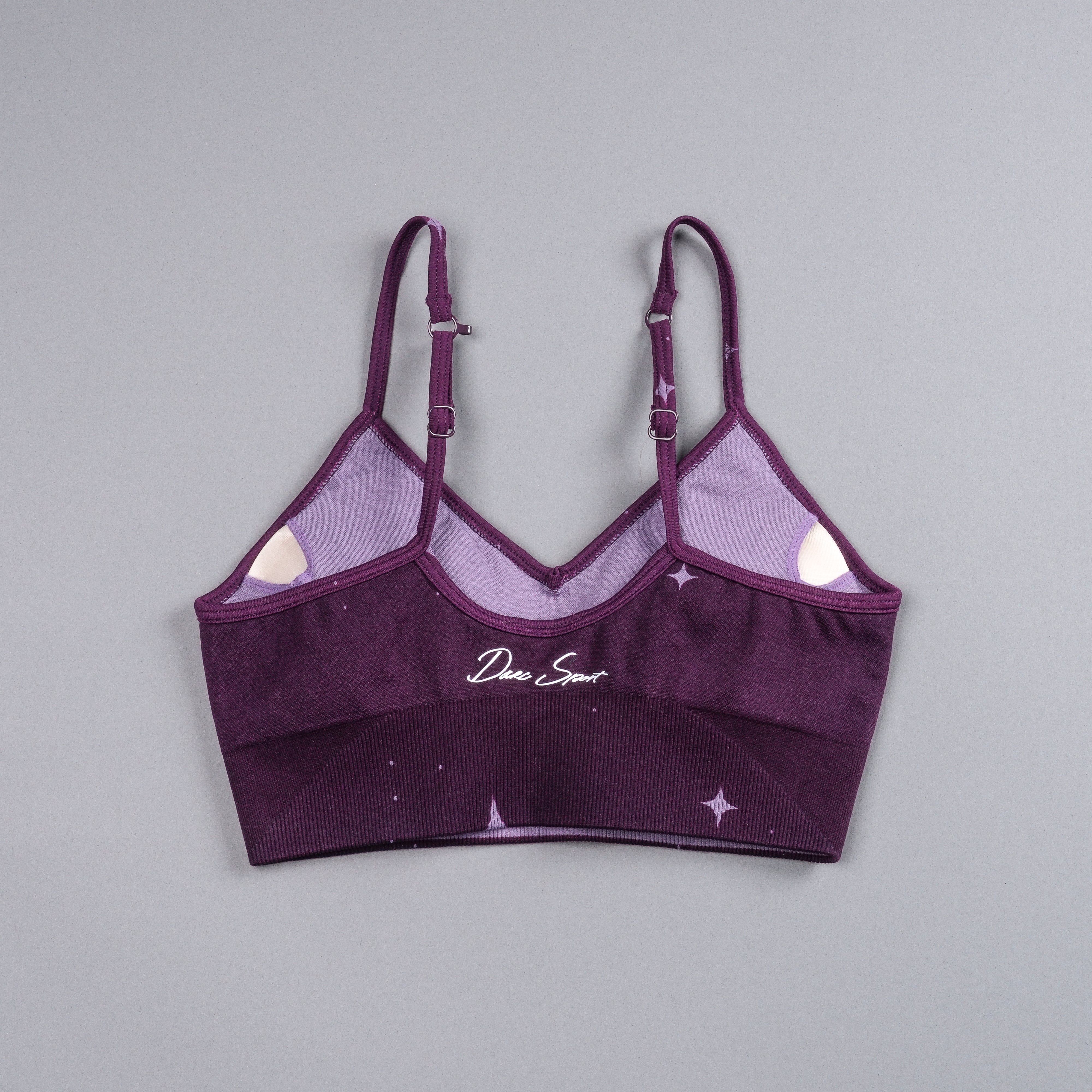Dual Darc Script"Everson Seamless" Sports Bra in Plum Starry Night