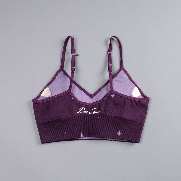 Dual Darc Script"Everson Seamless" Sports Bra in Plum Starry Night