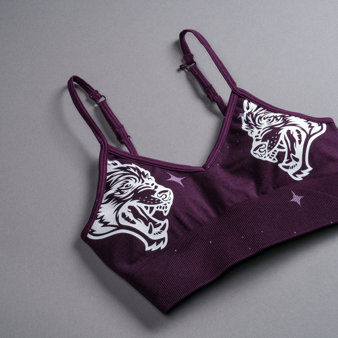 Dual Darc Script"Everson Seamless" Sports Bra in Plum Starry Night
