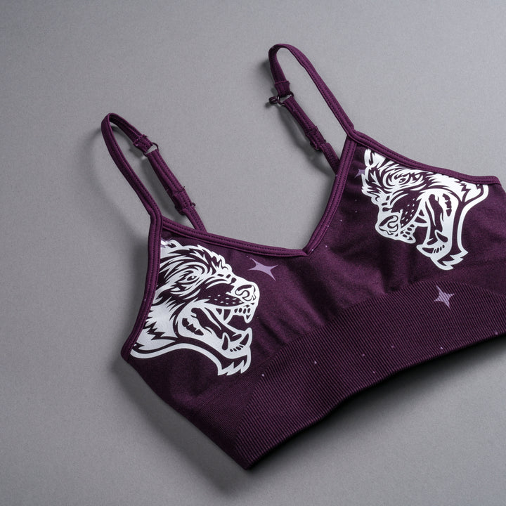 Dual Darc Script"Everson Seamless" Sports Bra in Plum Starry Night