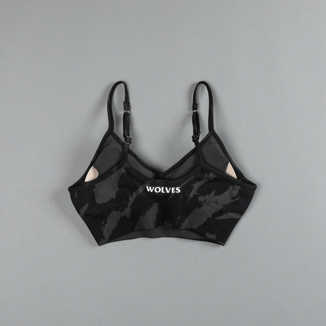 Lone "Everson" Seamless Bra in Black/Native Camo