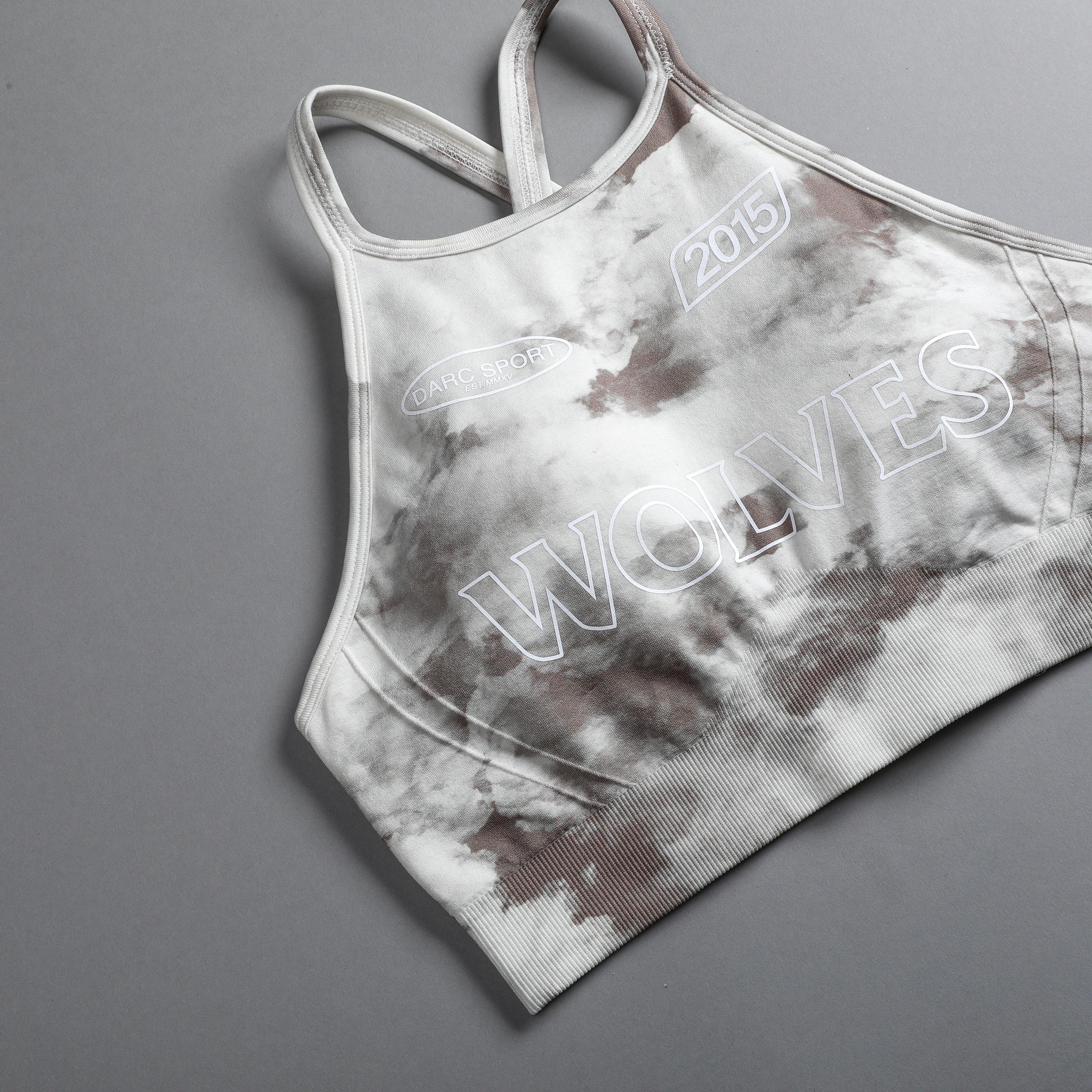 Faster "Everson Seamless" High Neck Bra in Stone Ghost Clouds