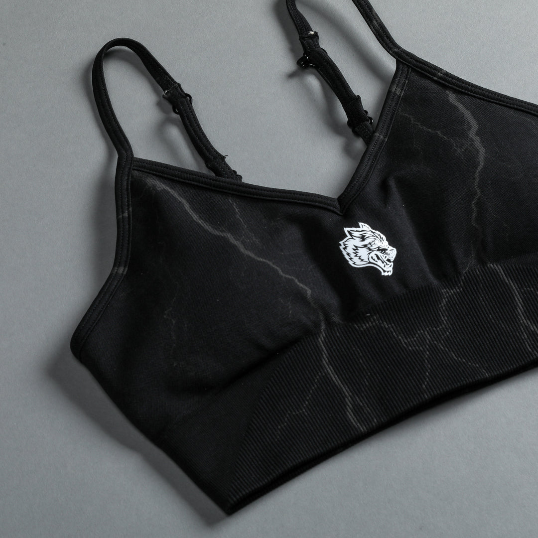 Lone "Everson Seamless" Sports Bra in Tonal Black Lightning