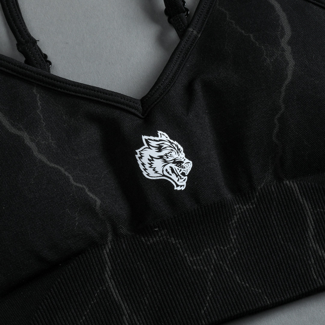 Lone "Everson Seamless" Sports Bra in Tonal Black Lightning