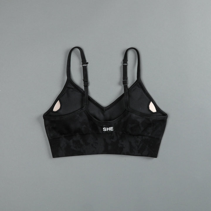 Dual "Everson Seamless" Sports Bra in Black Tonal Marble