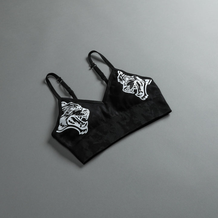Dual "Everson Seamless" Sports Bra in Black Tonal Marble
