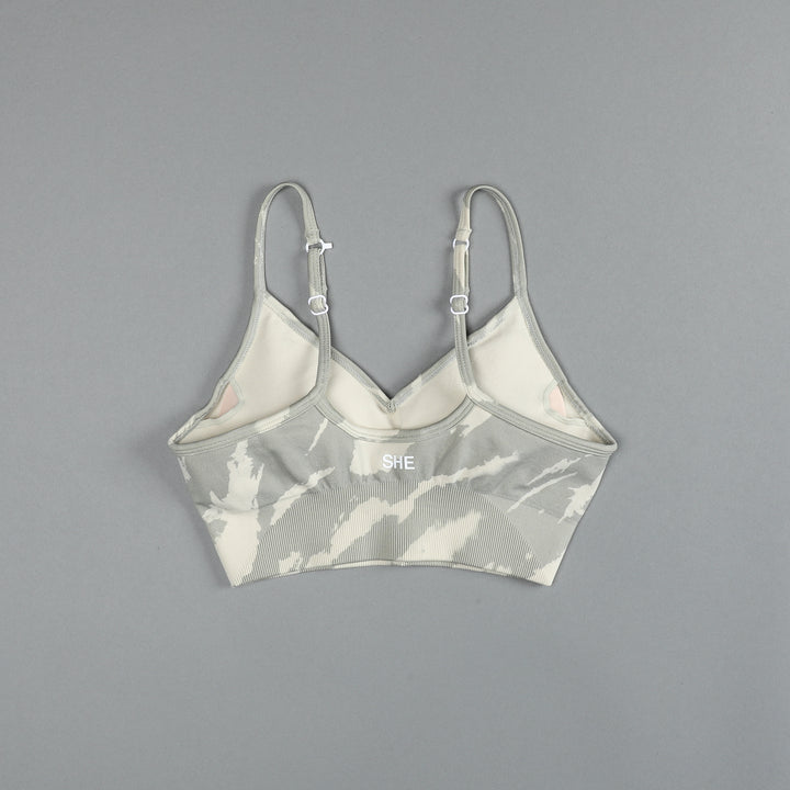 Dual "Everson Seamless" Sports Bra in Cactus Gray Native Camo