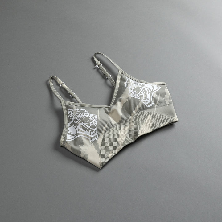 Dual "Everson Seamless" Sports Bra in Cactus Gray Native Camo