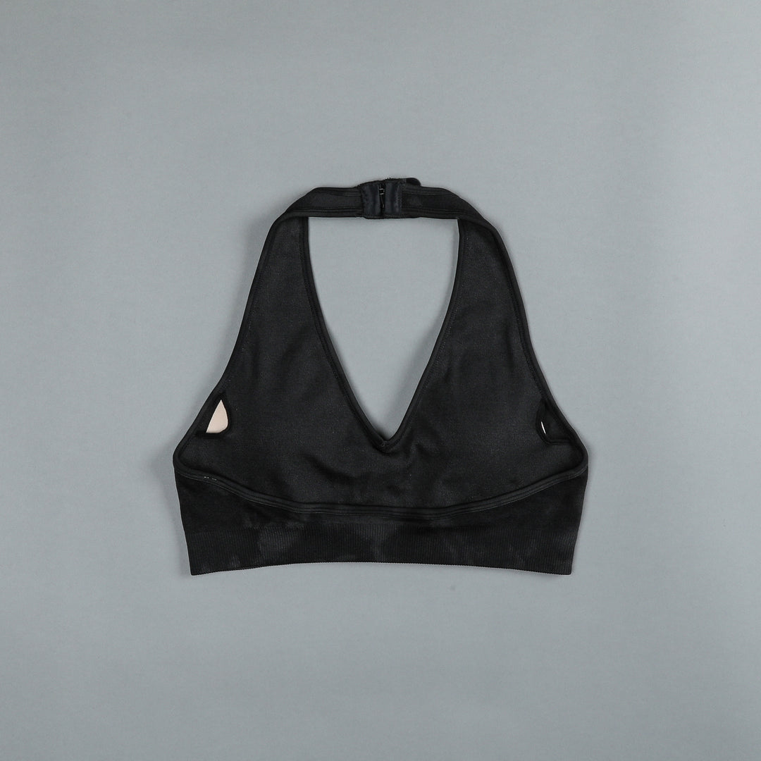 Dual "Everson Seamless" Sports Bra in Tonal Black Jumbo Marble