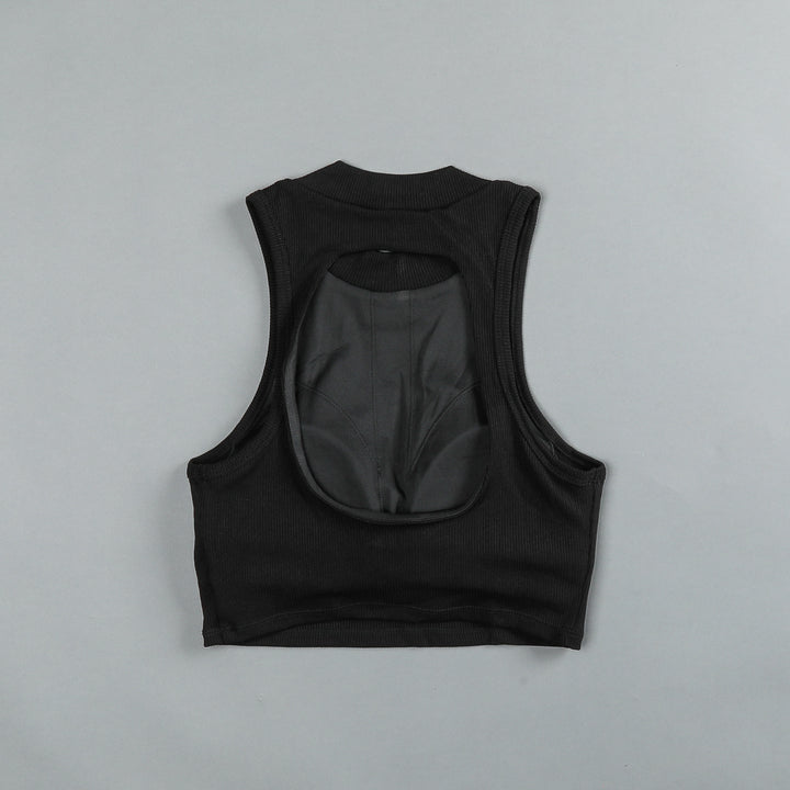 Hardcore Romy Mockneck Ribbed Tank in Black