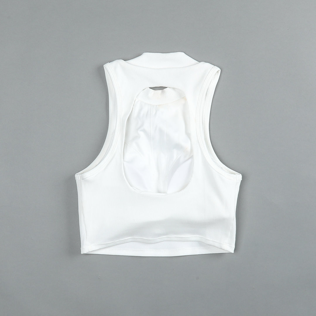 Hardcore Romy Mockneck Ribbed Tank in White