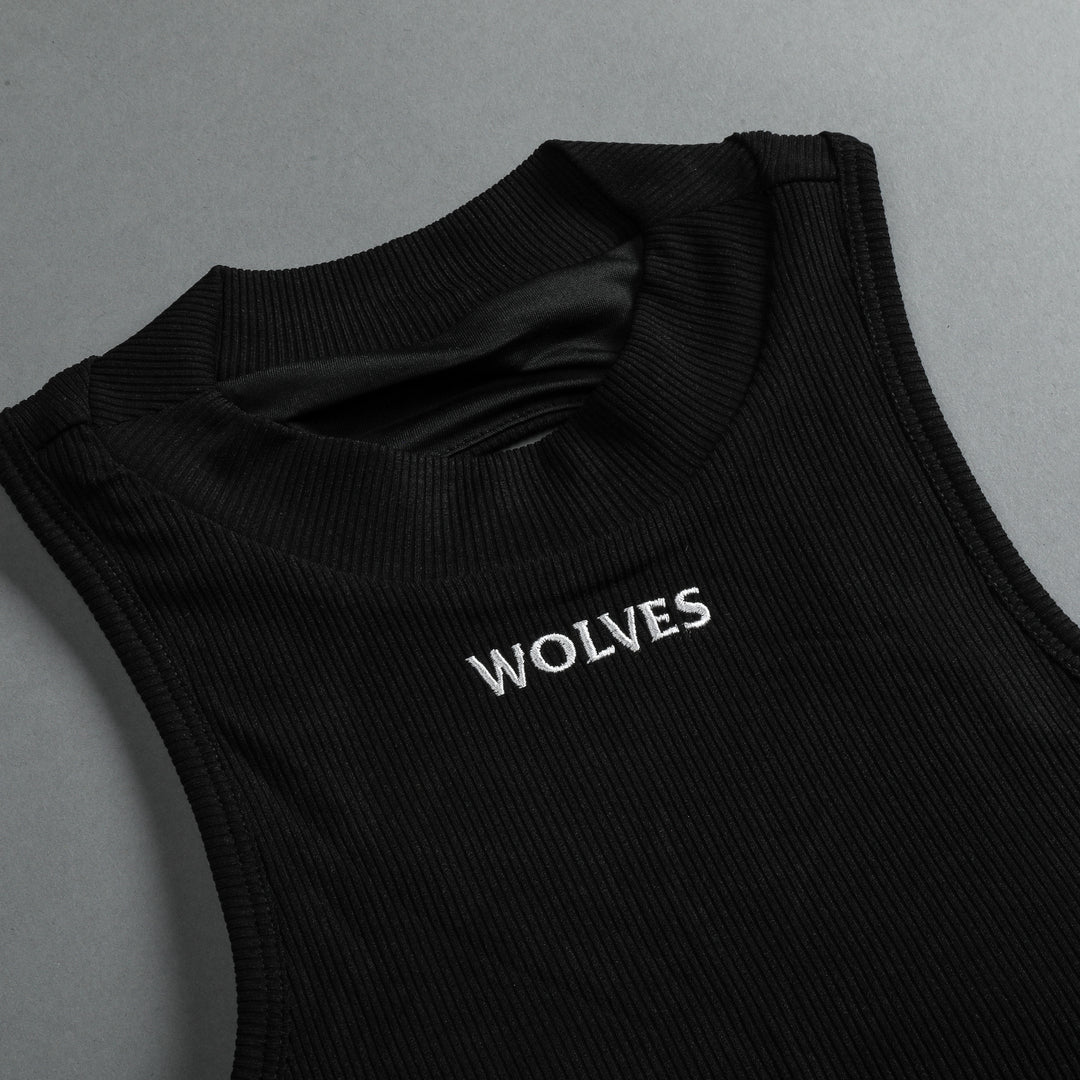 Hardcore Romy Mockneck Ribbed Tank in Black