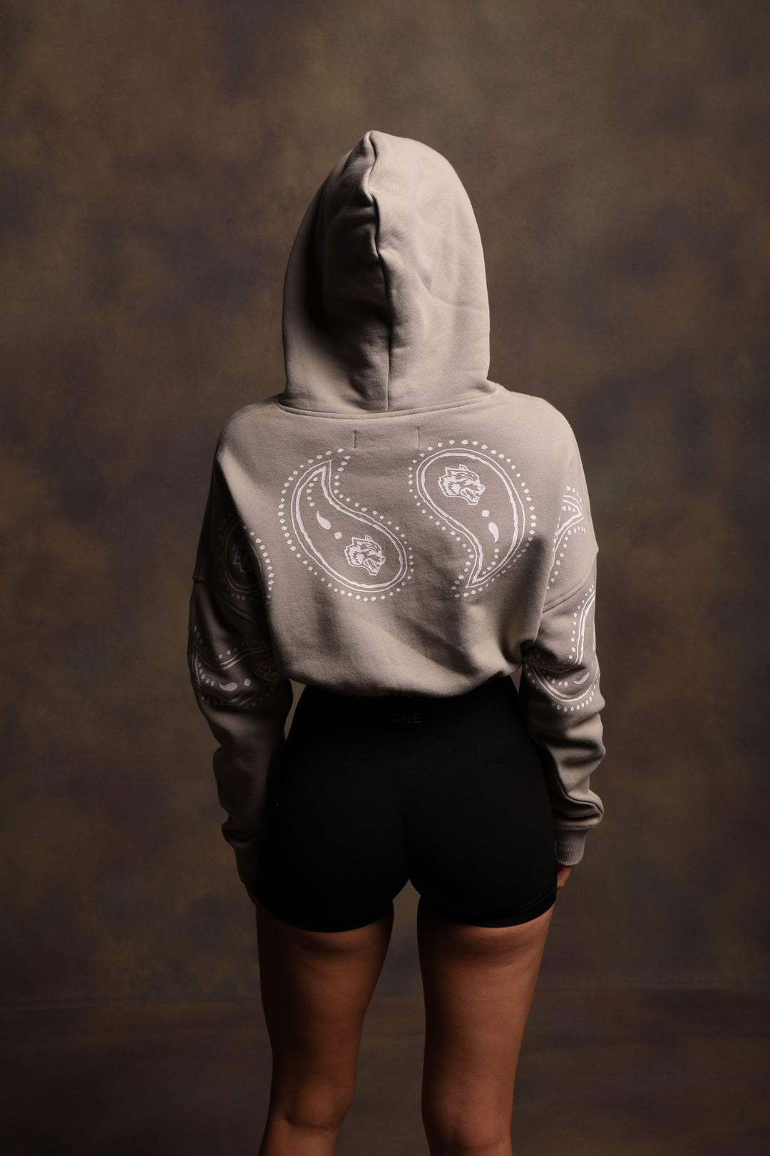 Southwest Paisley "McCauley" (Cropped) Hoodie in Cactus Gray