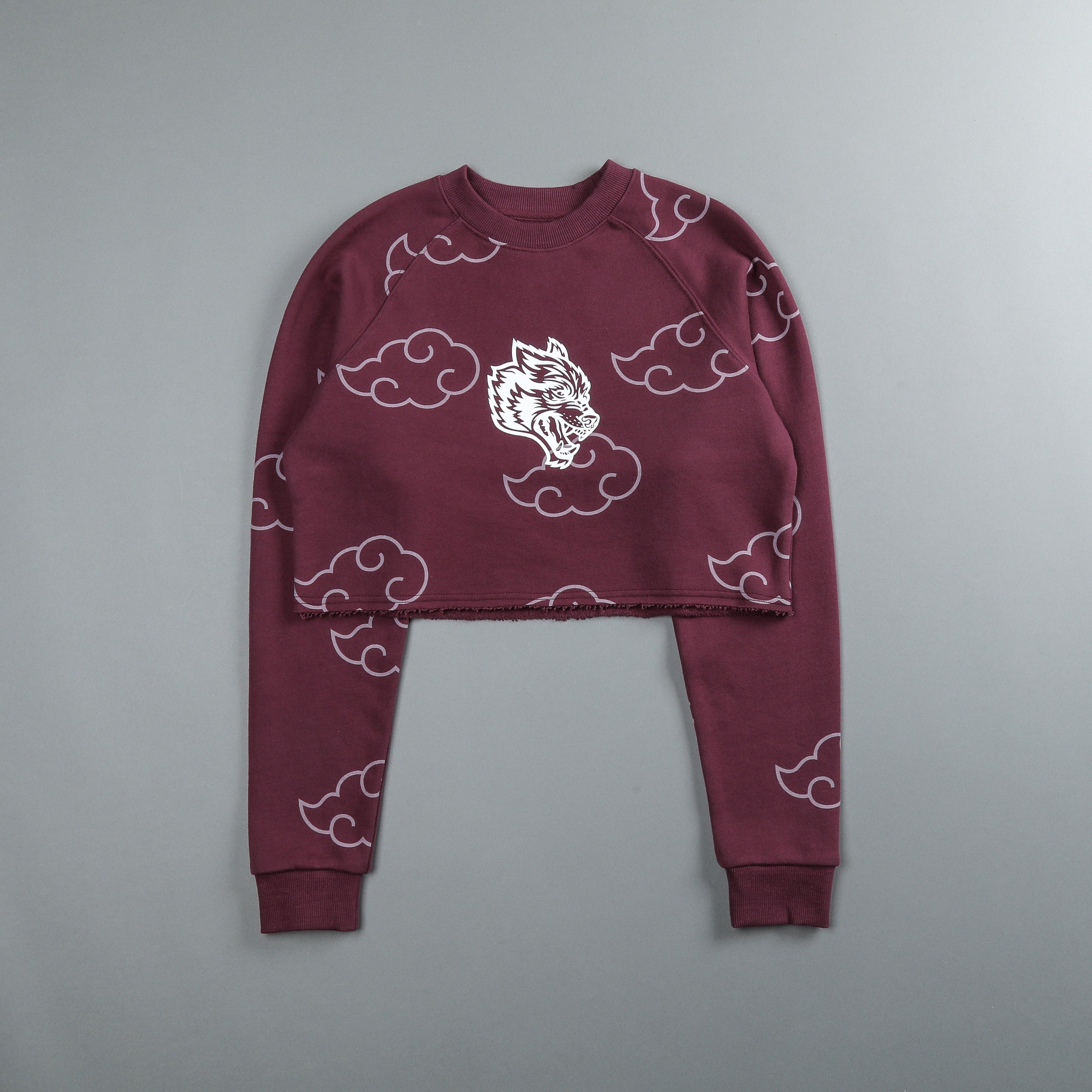 Floating "Raglan" (Cropped) Crewneck in Cherry Wine