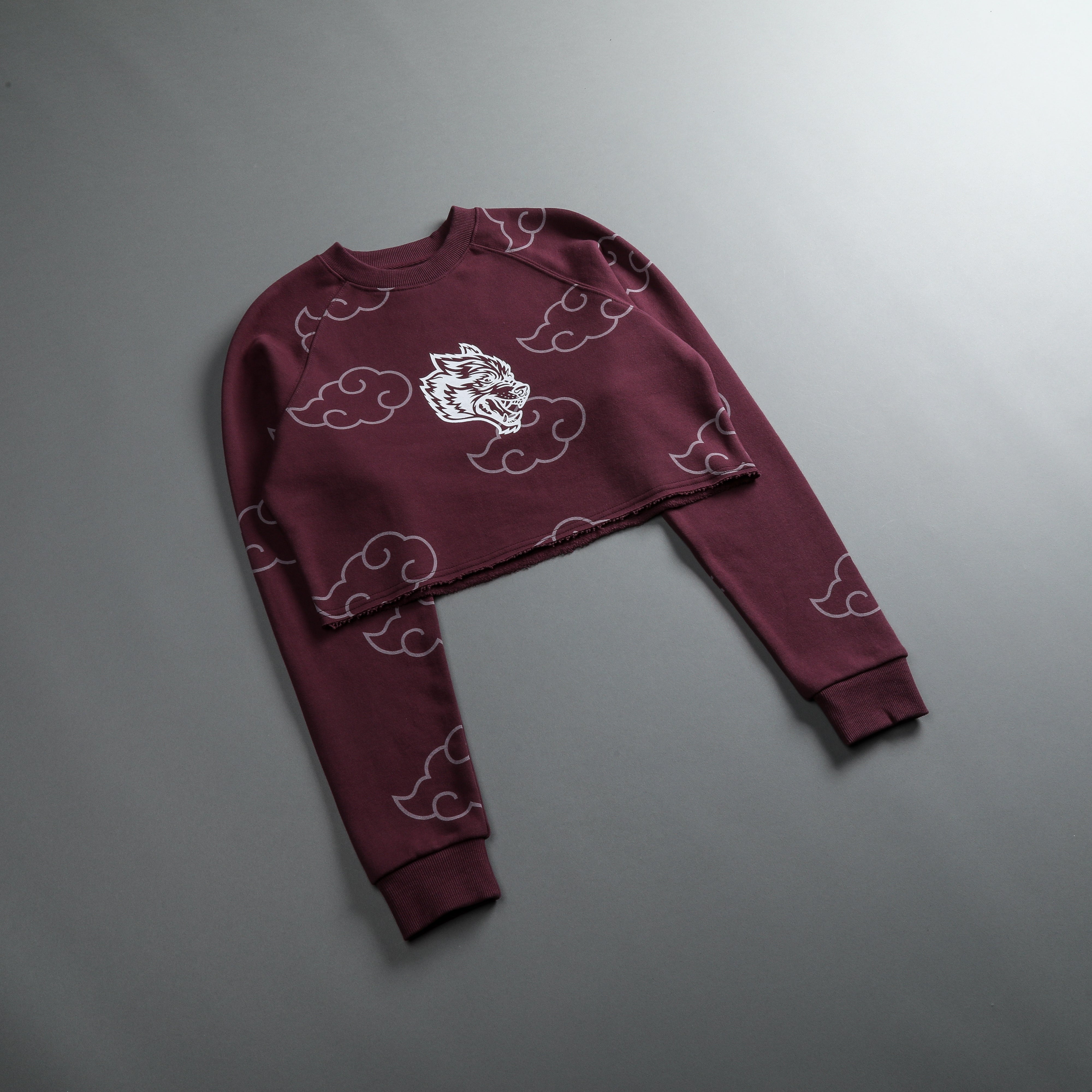 Floating "Raglan" (Cropped) Crewneck in Cherry Wine