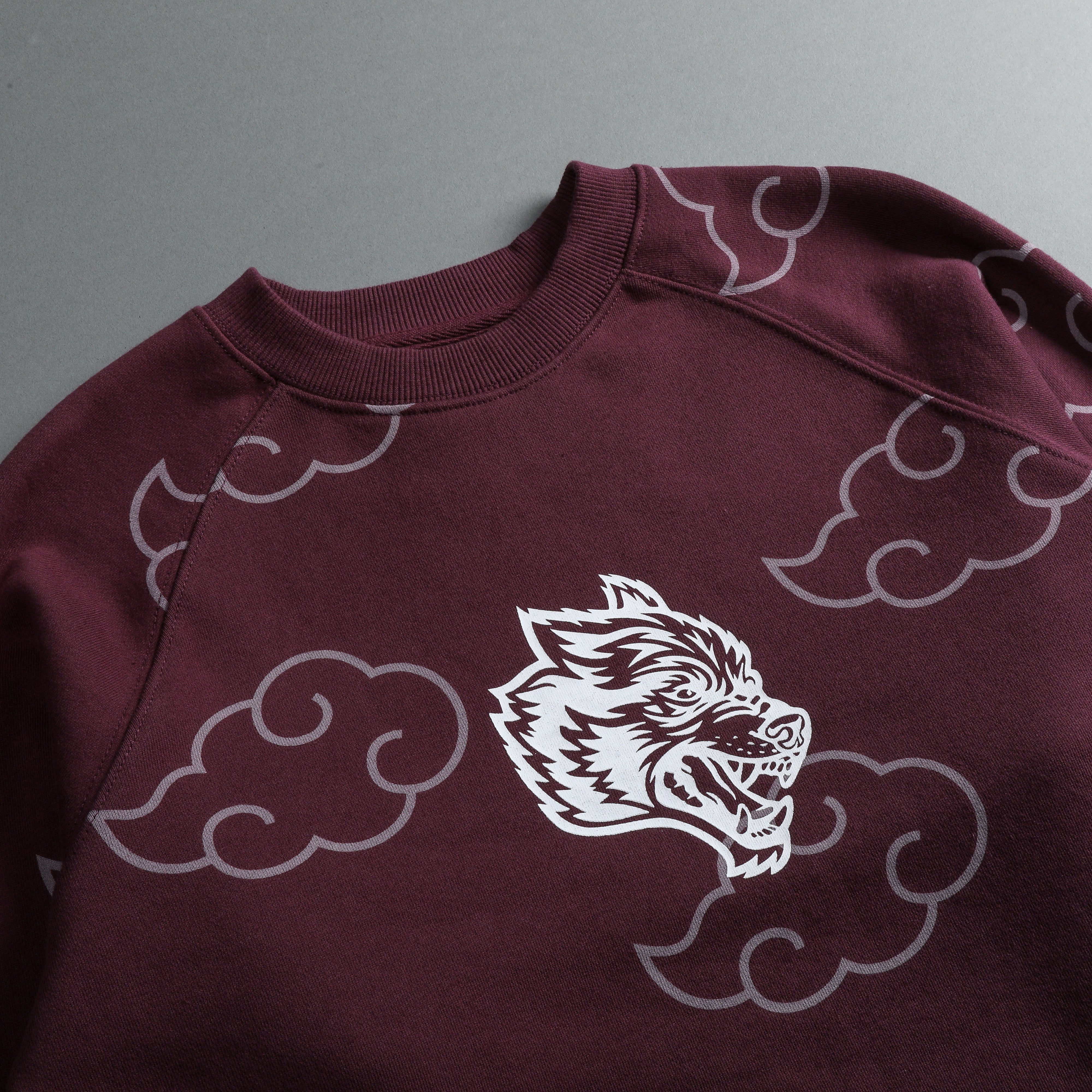 Floating "Raglan" (Cropped) Crewneck in Cherry Wine